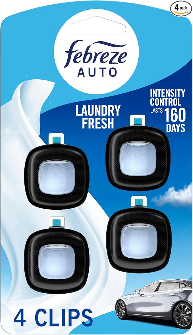 Febreze Car Air Freshener Vent Clip Laundry Fresh Scent, .07 oz. Car Vent Clip by Febreze