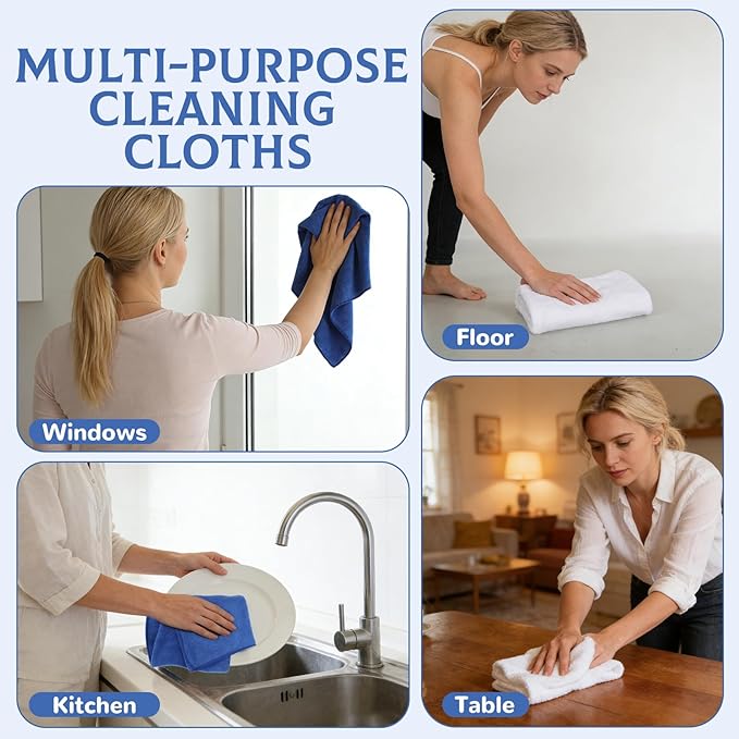 6 Pcs Extra Large Microfiber Cleaning Cloth Reusable Microfiber Towels Thick - Image 7