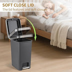 Small Bathroom Trash Can with Lid and 3 Rolls Trash Bags, Step Pedal - Image 5
