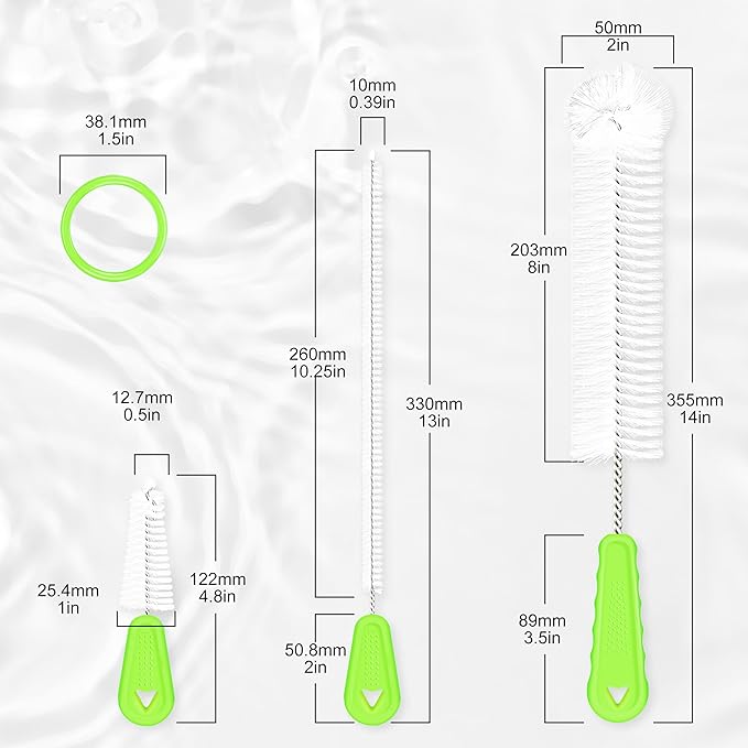 Bottle Brush Cleaner Set of 3, 14 in Long Handle Water Bottle & Straw Cleaner - Image 2
