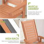 GREENVINES Outdoor Rocking Chairs | Set of 2 | Porch Rocker | HDPE Plastic | Teak | Oversized Rockers | High Back | Big & Tall | Ladder Back | for Patio Outside Backyard Balcony Garden - Image 7