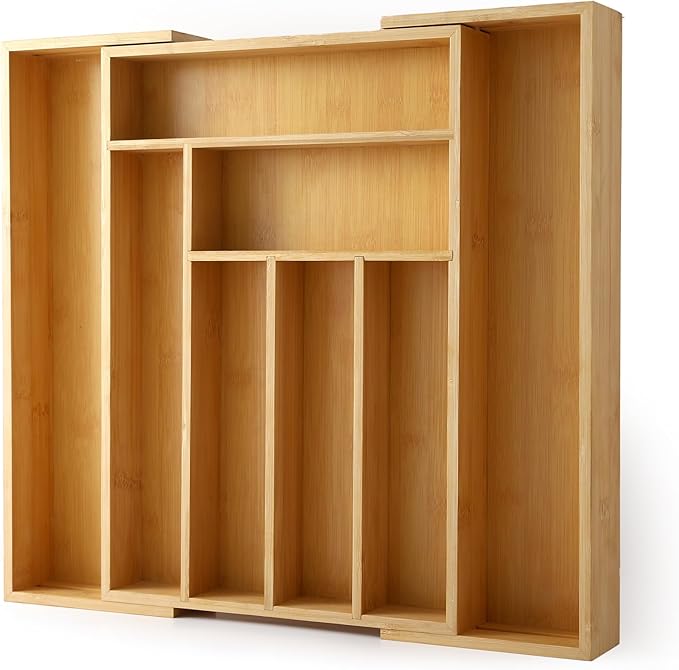 Bamboo Expandable Drawer Organizer by QUEENKAY