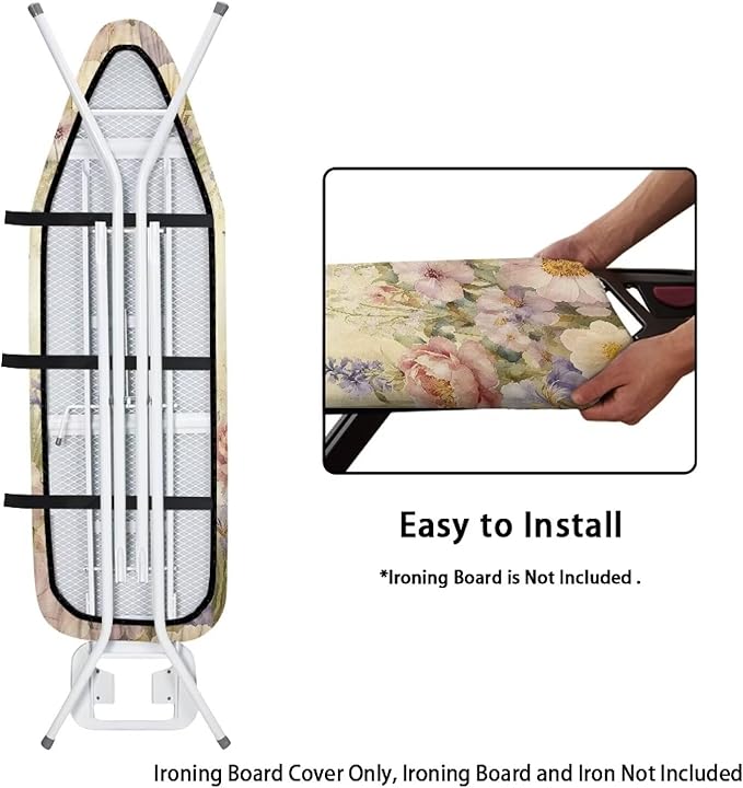 Purple Bird Flowers Ironing Board Cover Stretchy Extra Wide Table Top Ironing - Image 4
