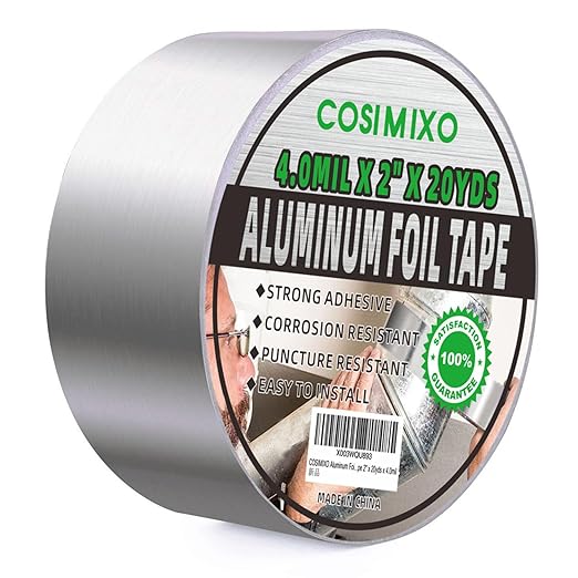 COSIMIXO Silver Aluminum Foil Duct Tape 4.0mil x 2 Inches x 20Yards, Heavy Duty by COSIMIXO
