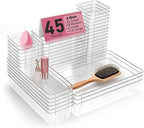Clear Plastic Drawer Organizers Set of 45 Vanity Organizers Stackable Storage by VEXTHYXOfficial