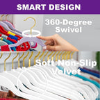 MIZGI Premium White Velvet Hangers, 60 Pack, Lightweight, Space Saving - Image 2