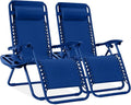Best Choice Products Set of 2 Adjustable Steel Mesh Zero Gravity Lounge Chair Recliners w/Pillows and Cup Holder Trays - Marine by BestChoiceProducts
