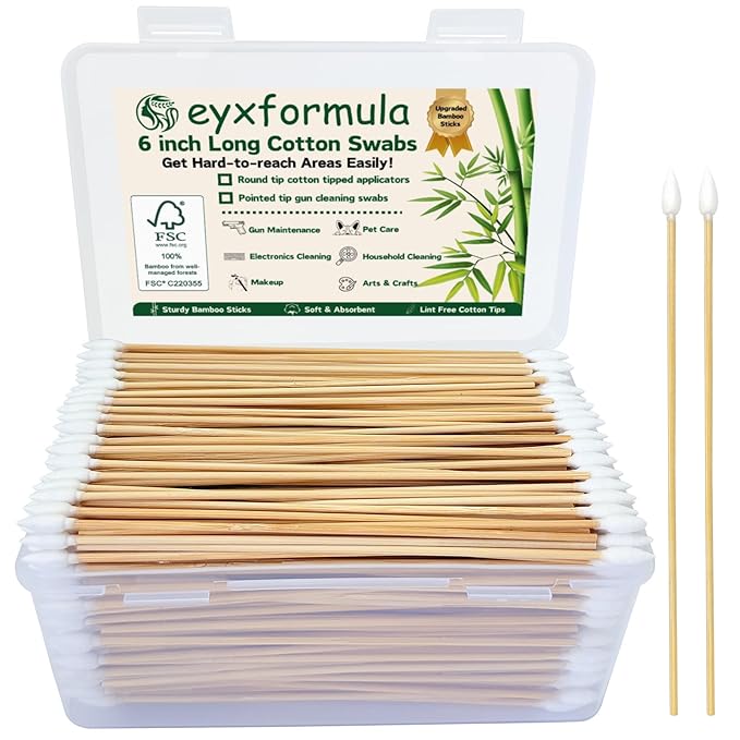 Eyxformula 600 Pcs 6 Inch Gun Cleaning Swabs Lint Free, Pointed Tip Long Cotton by eyxformula