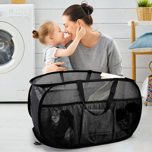 2 Pack Collapsible Laundry Baskets, Upgrade Pop Up Laundry Hamper - Image 2
