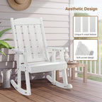VINGLI Outdoor Rocking Chair Set of 2, Heavy Duty 600 LBS Wooden Rocking Chair with Comfortable Backrest, Weatherproof Rocker with Ergonomic Design, Suit for Patio, Garden, Yard, White - Image 5