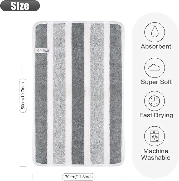 KinHwa Microfiber Hand Towels for Bathroom Soft and Absorbent Face Towels Grey - Image 7