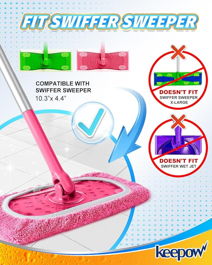 KEEPOW 4 Pack Reusable Mop Pads Compatible - Image 2