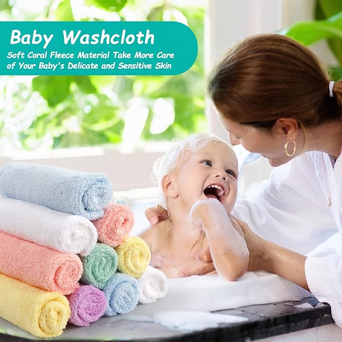 HOMEXCEL Baby Washcloths 12 Pack-Microfiber Baby Bath Face Towel 11.5 x 11.5 - Image 4