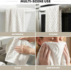 Artoid Mode 1 Pc White 3D Diamond Grid Jacquard Hand Towels - Image 6