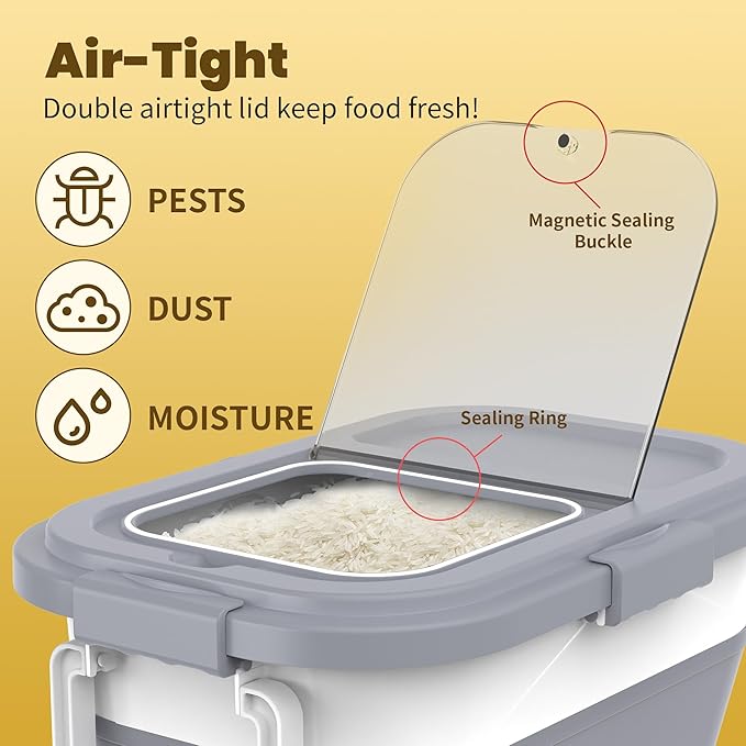 HOYTAMDA 20-30Lbs Rice Container, Collapsible Airtight Food Storage Containers - Image 4