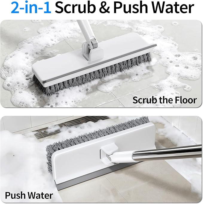 Floor Scrub Brush with 55" Long Handle, 2-in-1 Floor Brush with Built-in - Image 5