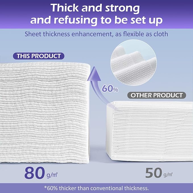 Disposable Face Towel 100 Count, Face Towels, Soft Cotton Dry Wipes Facial - Image 7