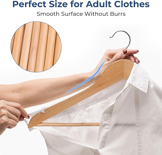 JS Hanger Wooden Coat Hangers, 20 Pack High Grade 17.5 Inch Wood Suit Hangers - Image 7