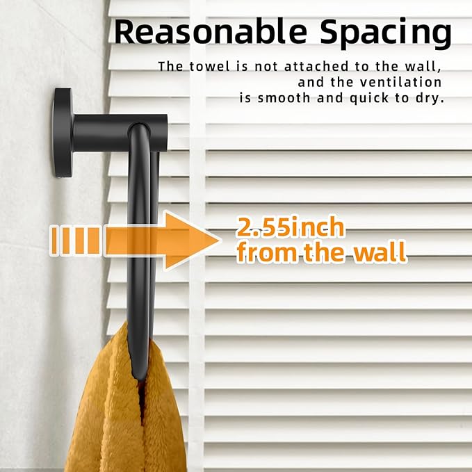 Matte Black Towel Ring 2Pack, SUS304 Stainless Steel Hand Towel Holder - Image 5