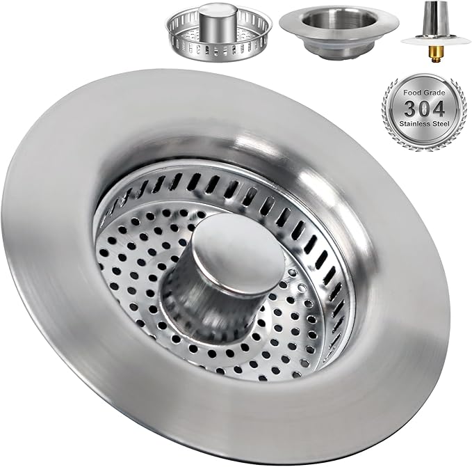 The Ultimate Kitchen Sink Solution: 3-in-1 Drain Strainer & Stopper. 304 by Unknown
