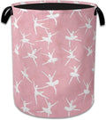 Cute Ballet Dancer Laundry Basket, Foldable Oxford Cloth Pink Laundry Hamper by Unknown