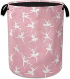 Cute Ballet Dancer Laundry Basket, Foldable Oxford Cloth Pink Laundry Hamper by Unknown