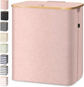 BALEINE Laundry Hamper with Lid, Tall Laundry Baskets with Bamboo Pull Handles by BALEINE