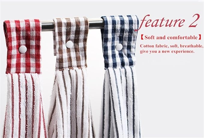 2 Pcs Kitchen Cotton Classical Striped Towel/Absorbent Towel/Hanging - Image 3