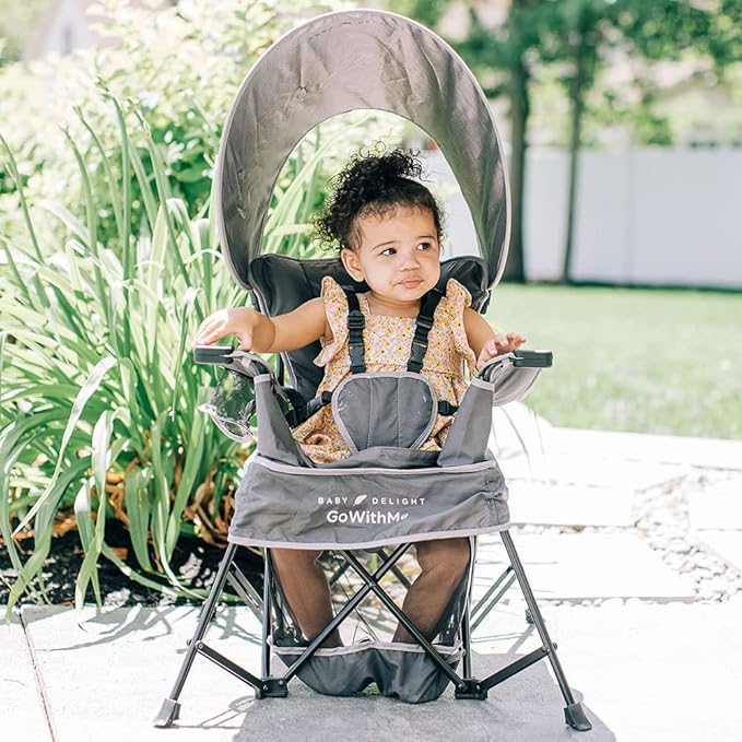 Baby Delight Go with Me Venture Portable Chair | Indoor and Outdoor | Sun Canopy | 3 Child Growth Stages | Grey - Image 6