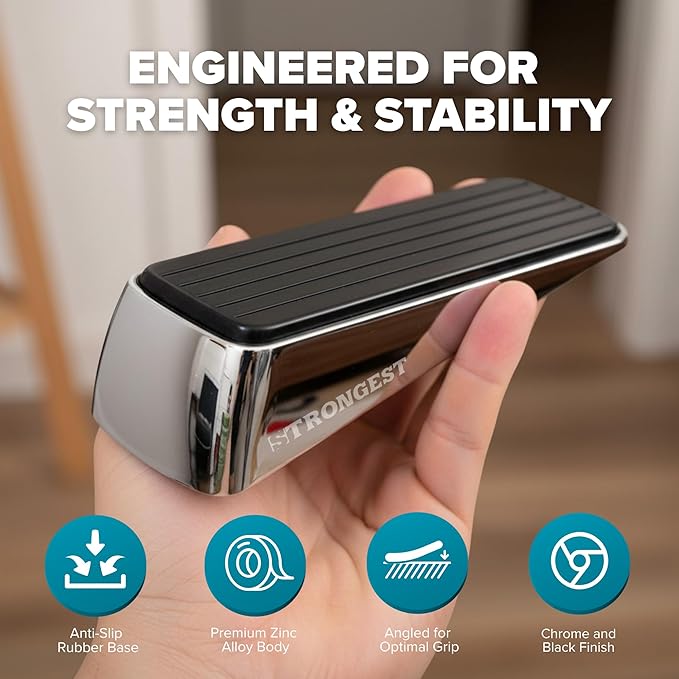 Strongest Home Heavy Duty Door Stopper Wedge | Non-Slip Rubber and Metal Door - Image 7