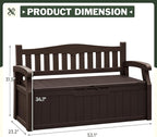 Flamaker 80 Gallon Storage Bench Outdoor Indoor, Durable All-Weather Seating with Hidden Storage, Lockable Deck Box for Garden, Patio, Poolside (Brown) - Image 3