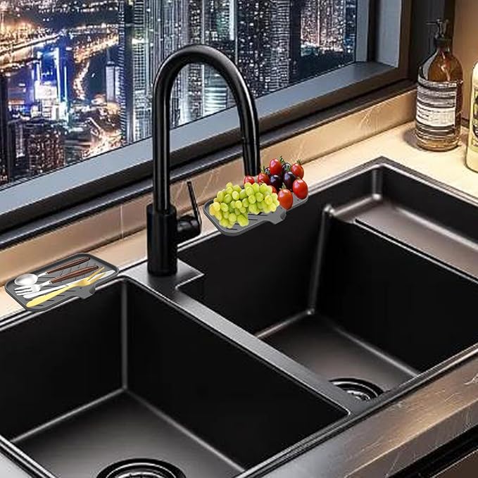2 PC Sponge Stand for Kitchen Sink and Soap Tray for Bathroom Sink, Silicone - Image 7