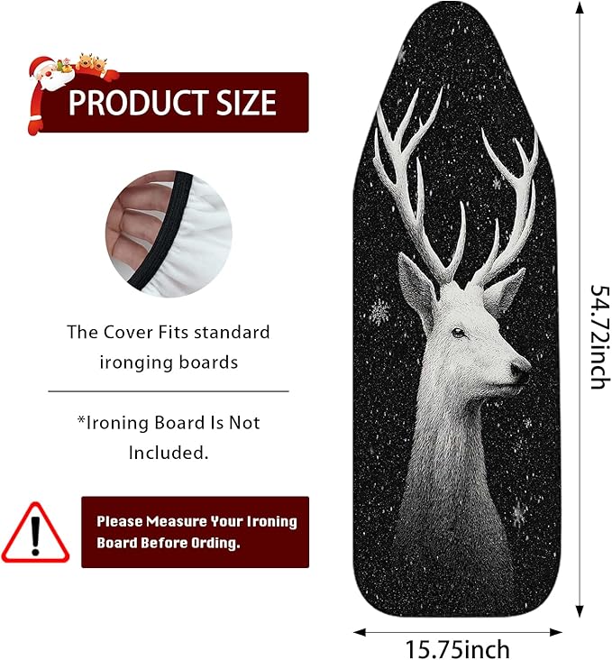 Nuxovilar Ironing Board Covers Winter Deer Sketch Pattern Polyester 15x54 Inches - Image 3