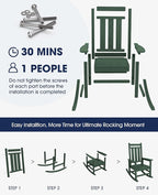 KINGYES Oversized Outdoor Rocking Chair Set of 2, All-Weather Patio Rocking Chairs for Porch, HDPE Outdoor Patio Rockers with High Back & Wide Seat for Garden, Lawn, Green - Image 3