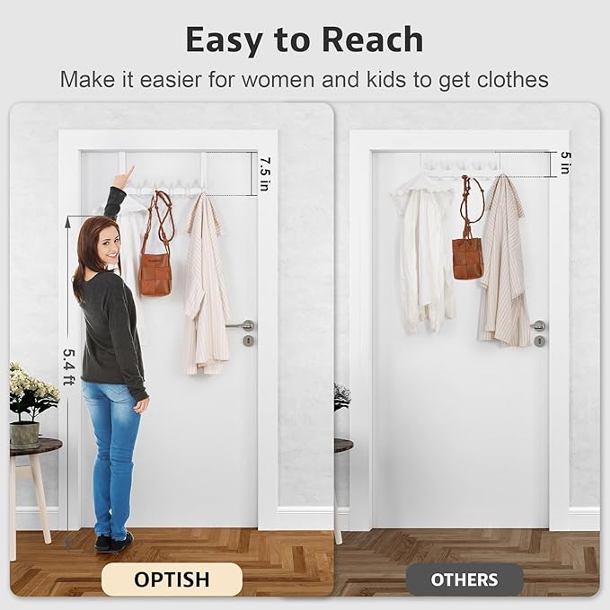 Door Hooks for Hanging, Over The Door Towel Racks for Bathroom, Coat Rack Door - Image 3