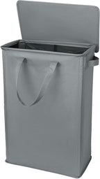 Slim Laundry Basket with Lid and Handles, Foldable Laundry Basket by GOMAJI
