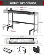 Over The Sink Dish Drying Rack, Expandable 2-Tier Stainless Steel Kitchen - Image 6