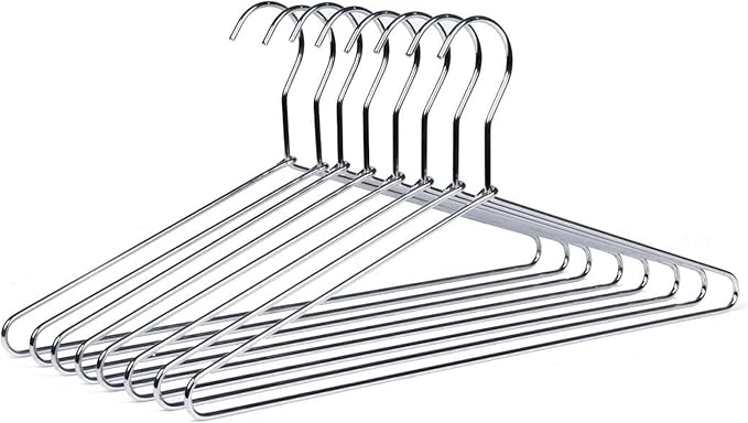 Amber Home 10 Pack Heavy Duty Metal Shirt Coat Hangers, Stainless Steel Clothes by AmberHome