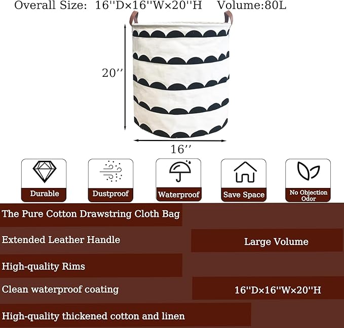 Waterproof Laundry Hamper Collapsible Laundry Basket Leather Handle Laundry Bag - Image 2