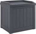 Suncast Small Deck Box Storage w/ Bench Seat for Indoor & Outdoor Use, 22 Gal., Cyberspace by Suncast