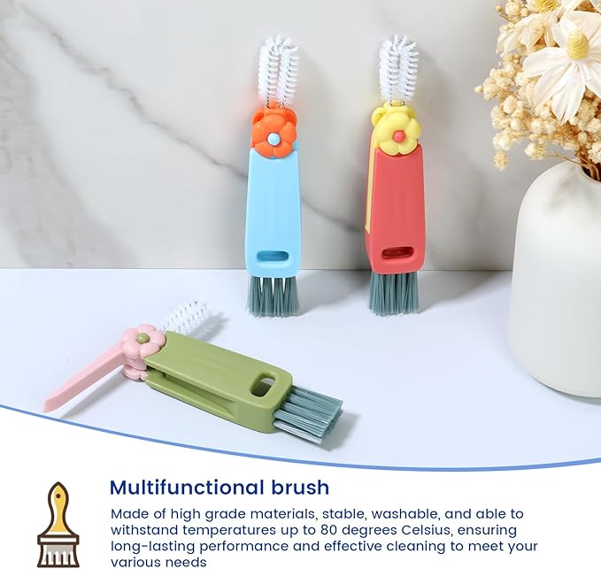 24 Pack 3 in 1 Cup Lid Cleaning Brush, 180° Rotatable Bottle Brush Gap Cleaner - Image 8