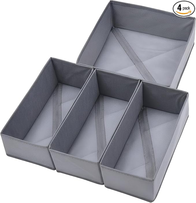 Foldable Fabric Drawer Organizer Set 4 Pack Dresser Dividers by Bructhun