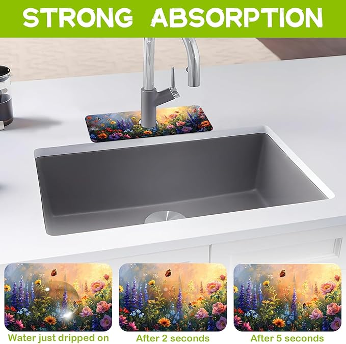 Kitchen Sink Splash Guard Faucet Mat Super Absorbent Fast Drying Mat Guard - Image 3