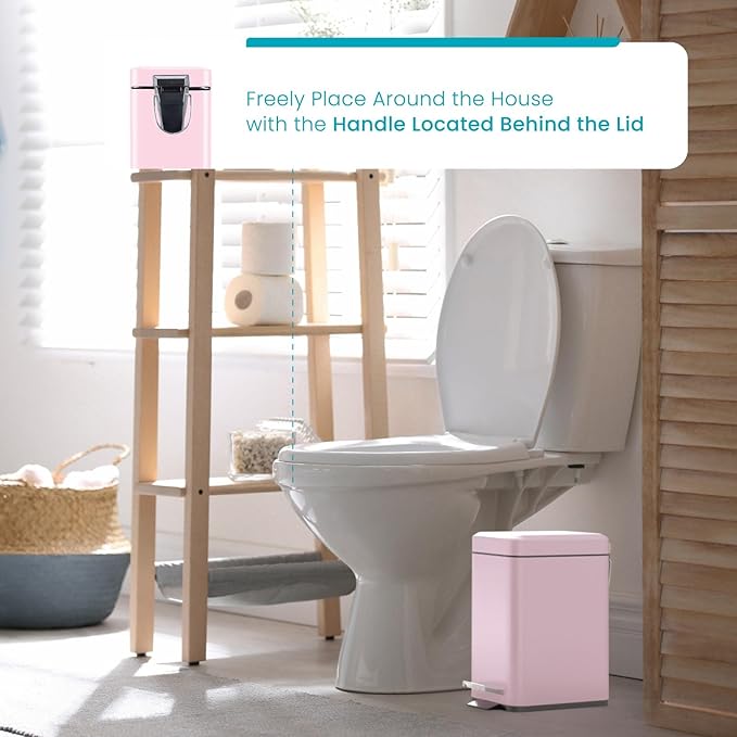 Home Zone Living 2-Pack 1.3 Gallon Small Pink Bathroom Trash Can - Image 4