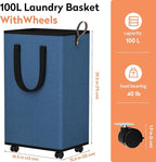 Laundry Basket with Wheels, Collapsible Laundry Baskets, Laundry Hamper with - Image 2