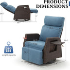 Adjustable Outdoor Recliner Chair with Independent Backrest & Footrest, Patio Swivel Recliner Chair, Wicker Reclining Patio Chair w/Flip-Up Table, 155° Lay Flat Chaise Lounge, Blue, 2PCS - Image 2