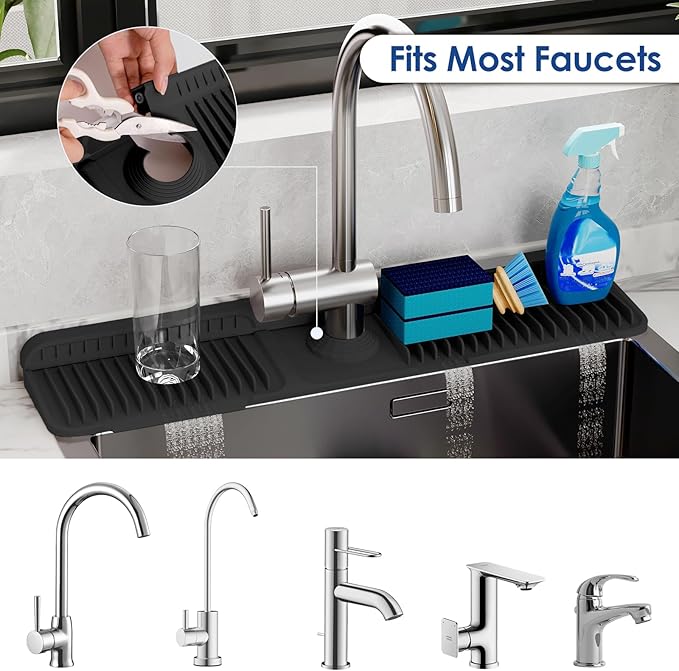24 Inch Silicone Faucet Mat for Kitchen Sink Splash Guard - Image 3