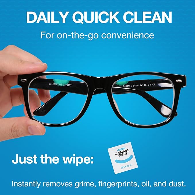 SmoTecQ Lens Wipes for Eyeglasses – Pre-Moistened Lens Cleaner for Coated Lenses - Image 3