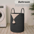 Large Woven Laundry Basket Hamper, 80L Cotton Rope Storage Bin - Image 5