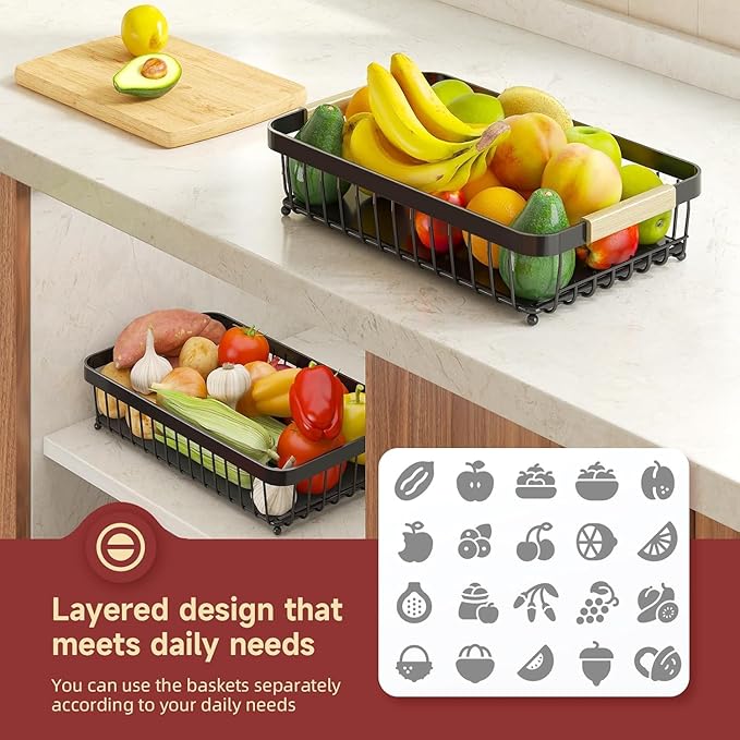 2 Tier Large Fruit Basket for Kitchen Counter - Image 6
